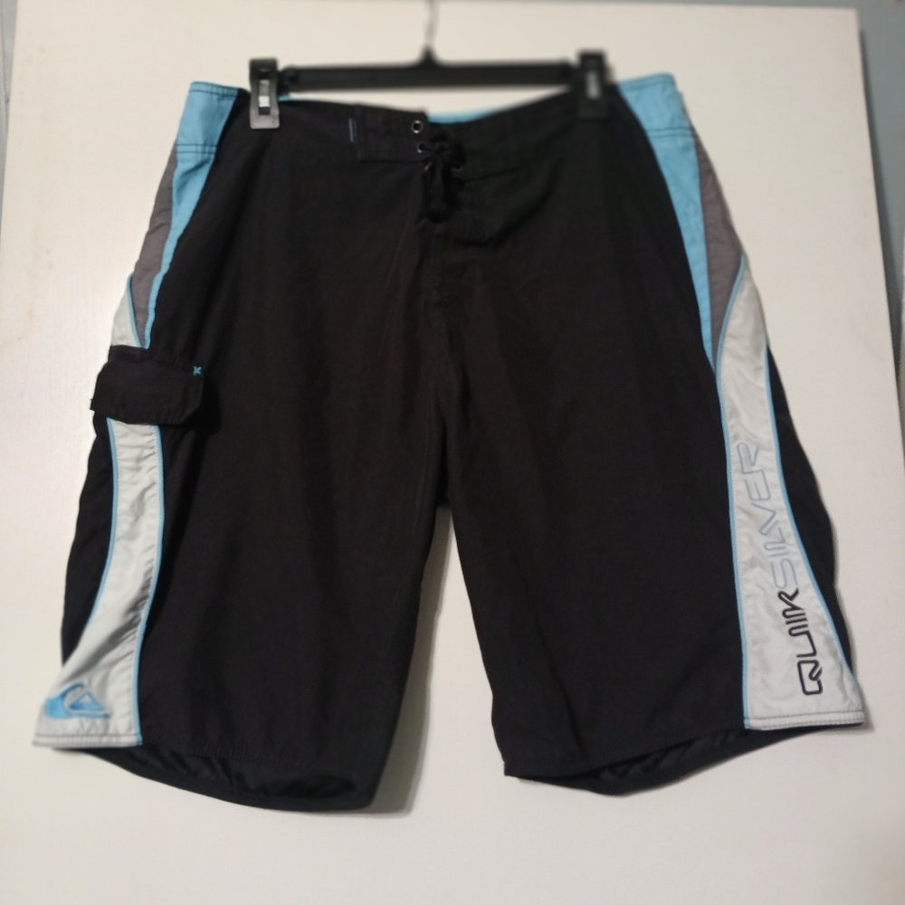 Quiksilver Men's Black and Blue Swim Shorts